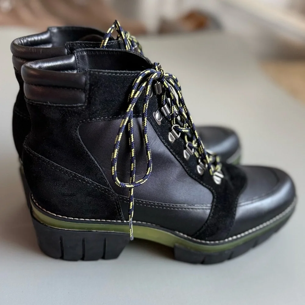 Bernardo Black and Green Combat Boots - Picture 2 of 6